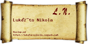 Lukáts Nikola névjegykártya